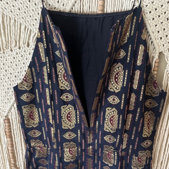 Tory Burch Black Mini Dress with Gold Metallic Embroidery - Picture 4 of 4